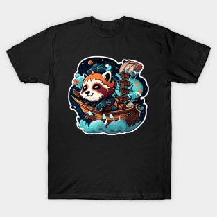 Red Panda Dave but he's a boat Captain in search of Treasure planet T-Shirt